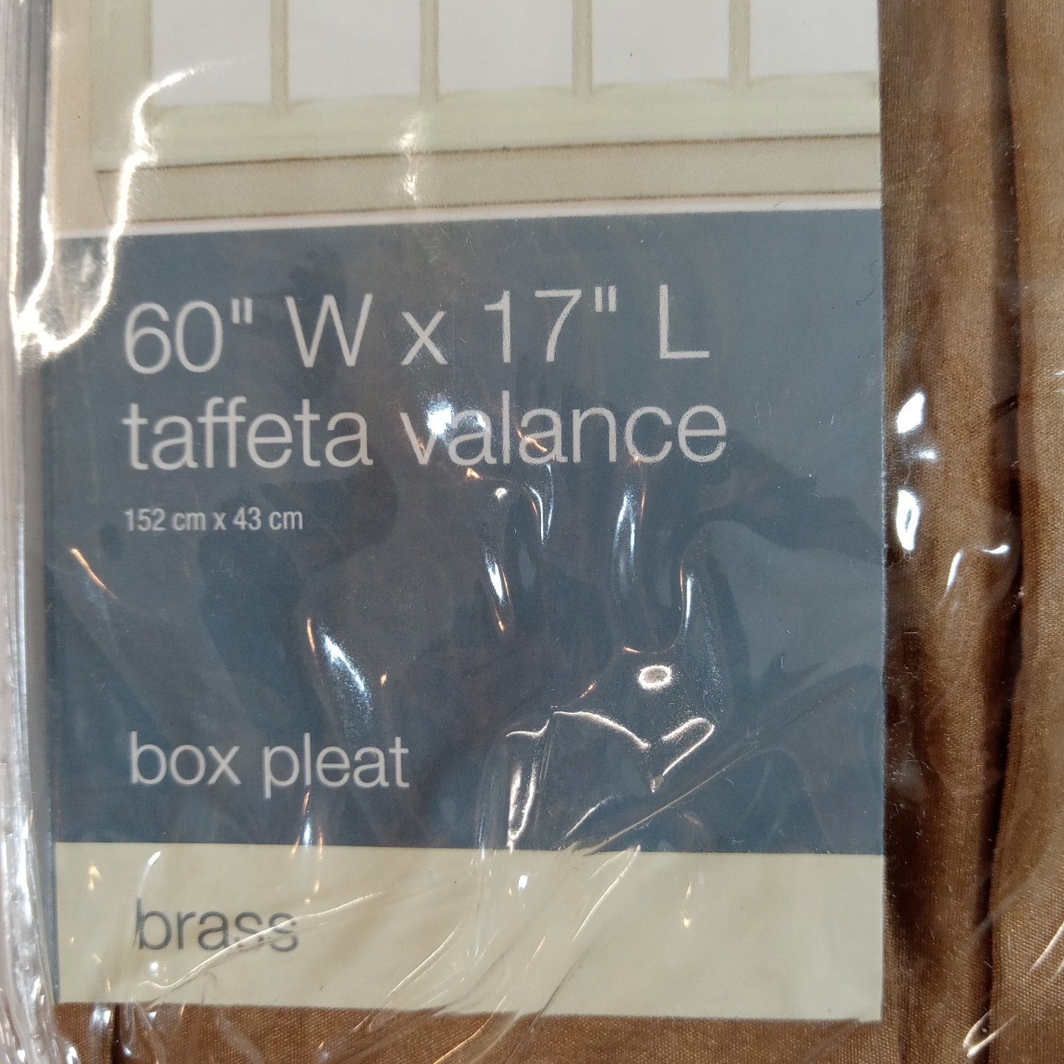 Essential Home Box Pleat Taffeta Valance 60″ W x 17″ L Brass