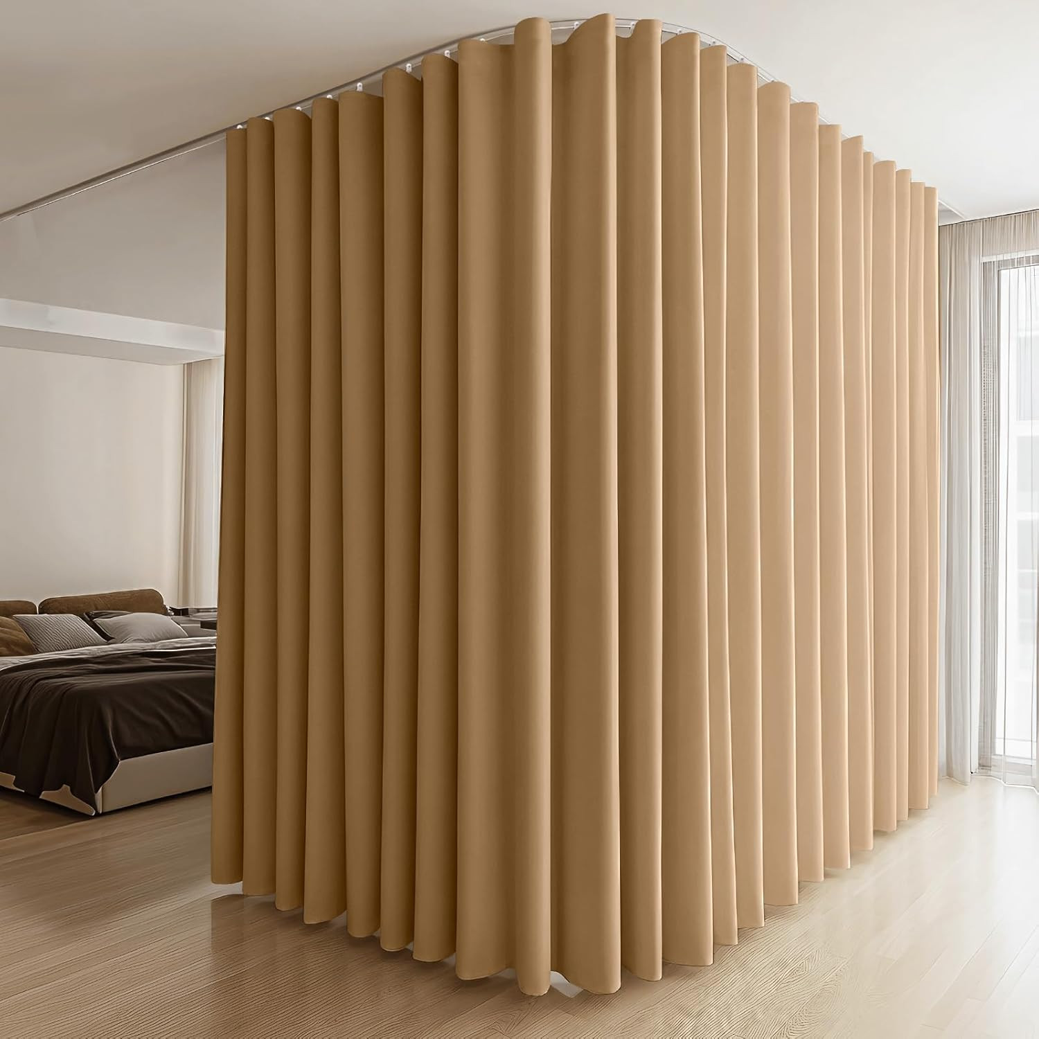 Room Divider Curtains & Flexible Bendable Tracks Set,Privacy Dividers Ceiling Tr