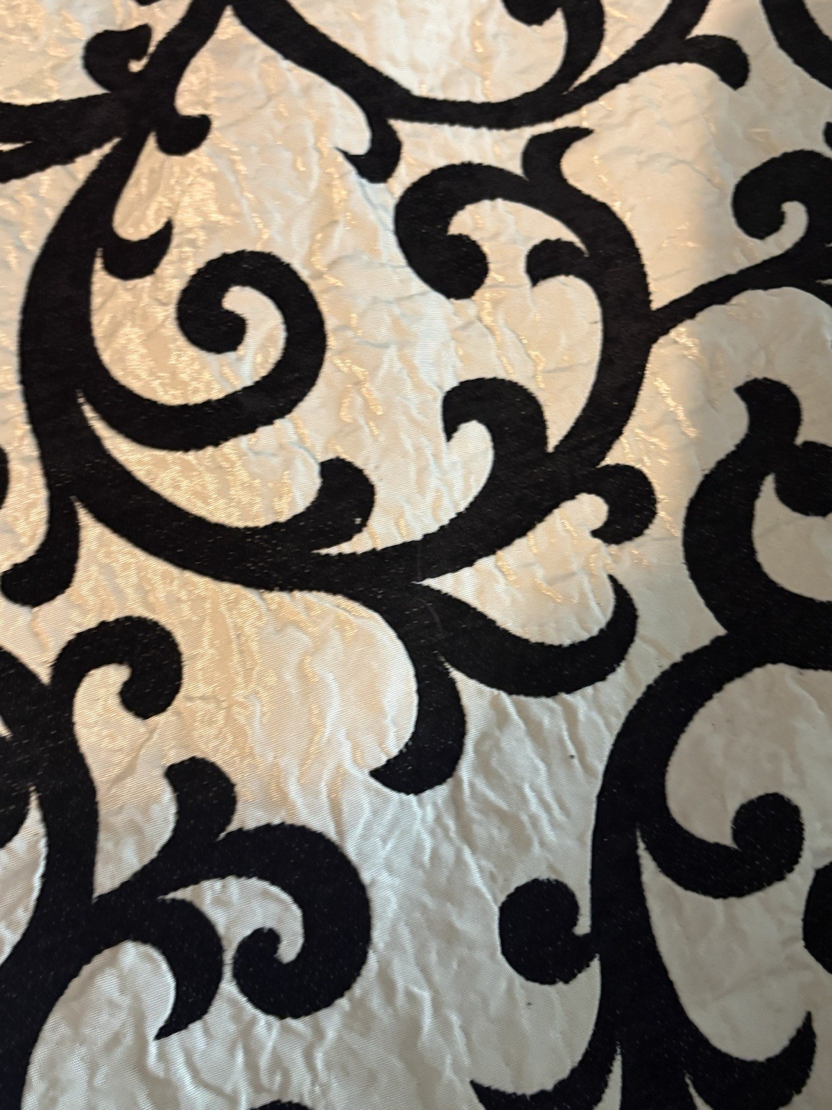 DRAPERY PANEL 80×127” EA – 4 PANELS EACH BLACK CREAM DAMASK FOR HUGE WINDOW GOTH