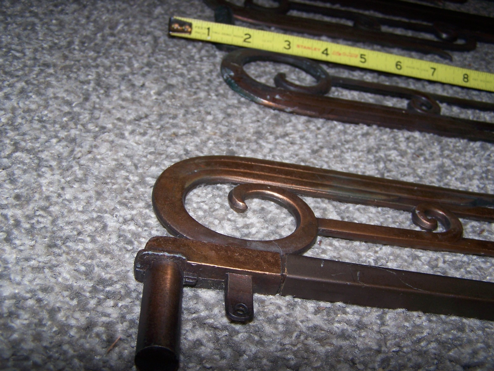 Vintage Art Deco Adjustable Swing Arm Curtain Rods or hold backs. Bronze tone