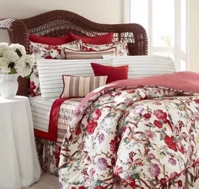 CHAPS Window VALANCE Size: 80 x 17″ New SHIP FREE Red Pink Floral SARAH Bedding