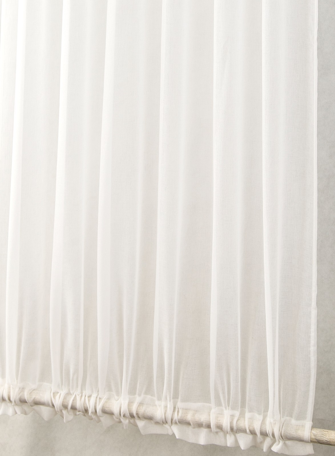 2 Panels White French Door Curtains Faux Linen Sheer Drapes, Including Tiebacks
