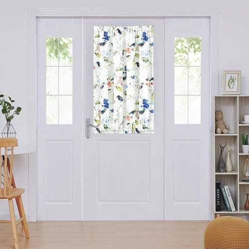 Curtains for Door Window, Birds Print Country Style Light Filtering