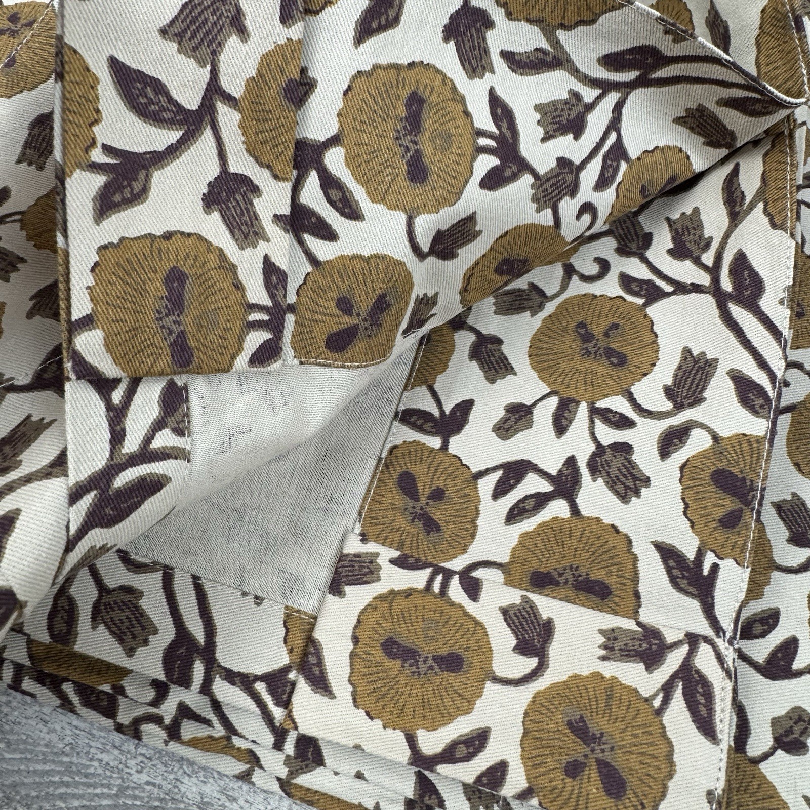 West Elm (1) Laney Floral Curtain Drape 48”x96” Unlined Honey Multi NWOT