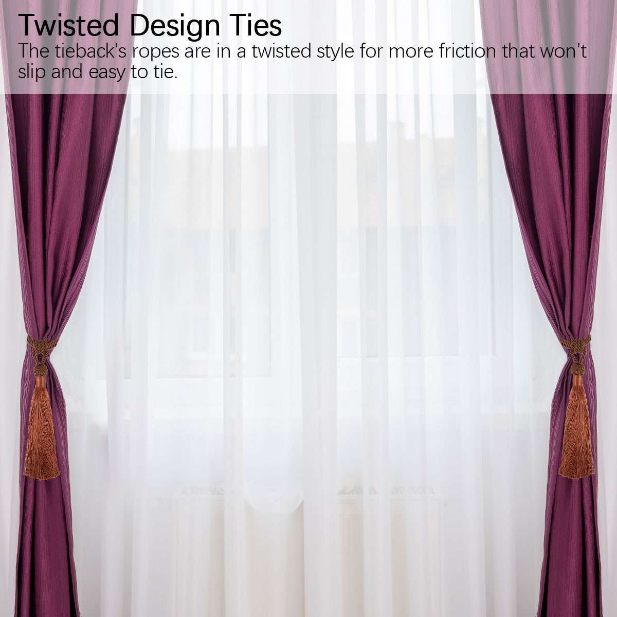 Curtain Rope Tie Backs Window Tiebacks Living Room Bedroom Home Ornament 2PCS