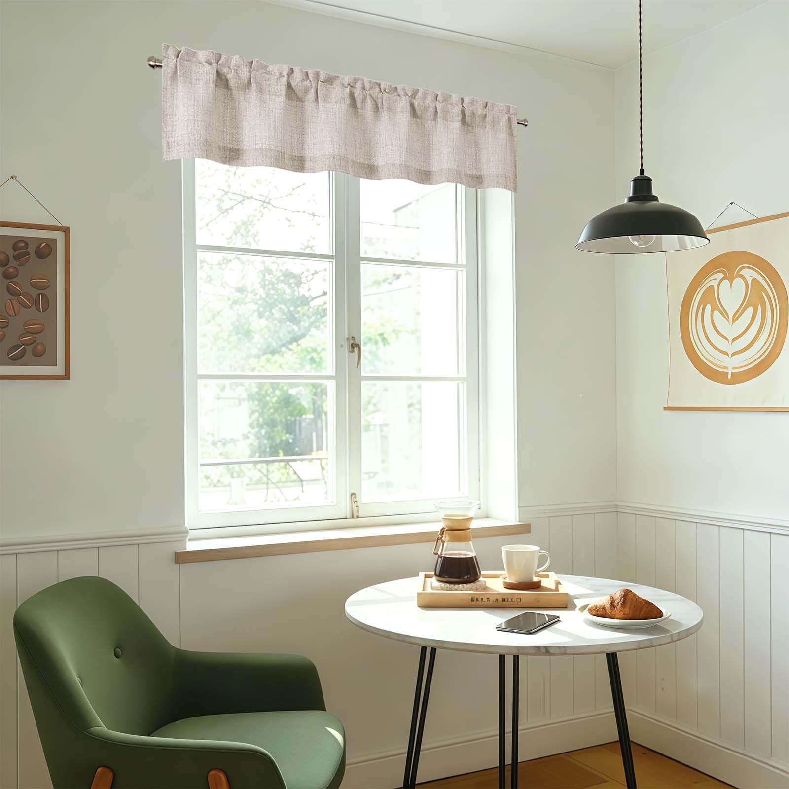 LIVEKID Valance for Windows – Light Filtering 52″W x 12″L (Pack of 1), Linen