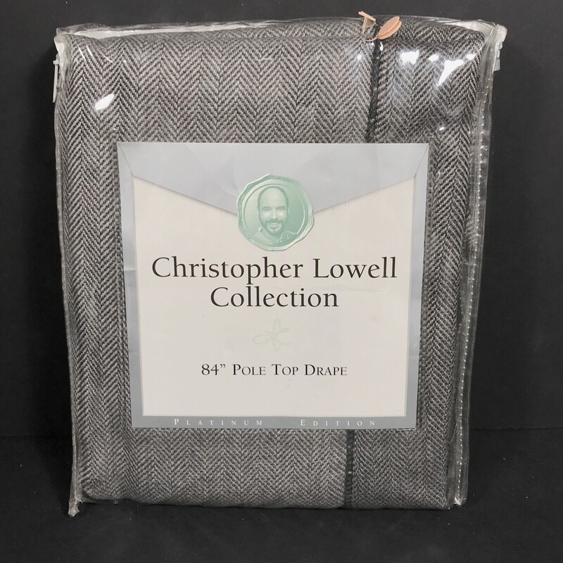 herringbone weave Black white pole top panel 84″ curtain christopher lowell