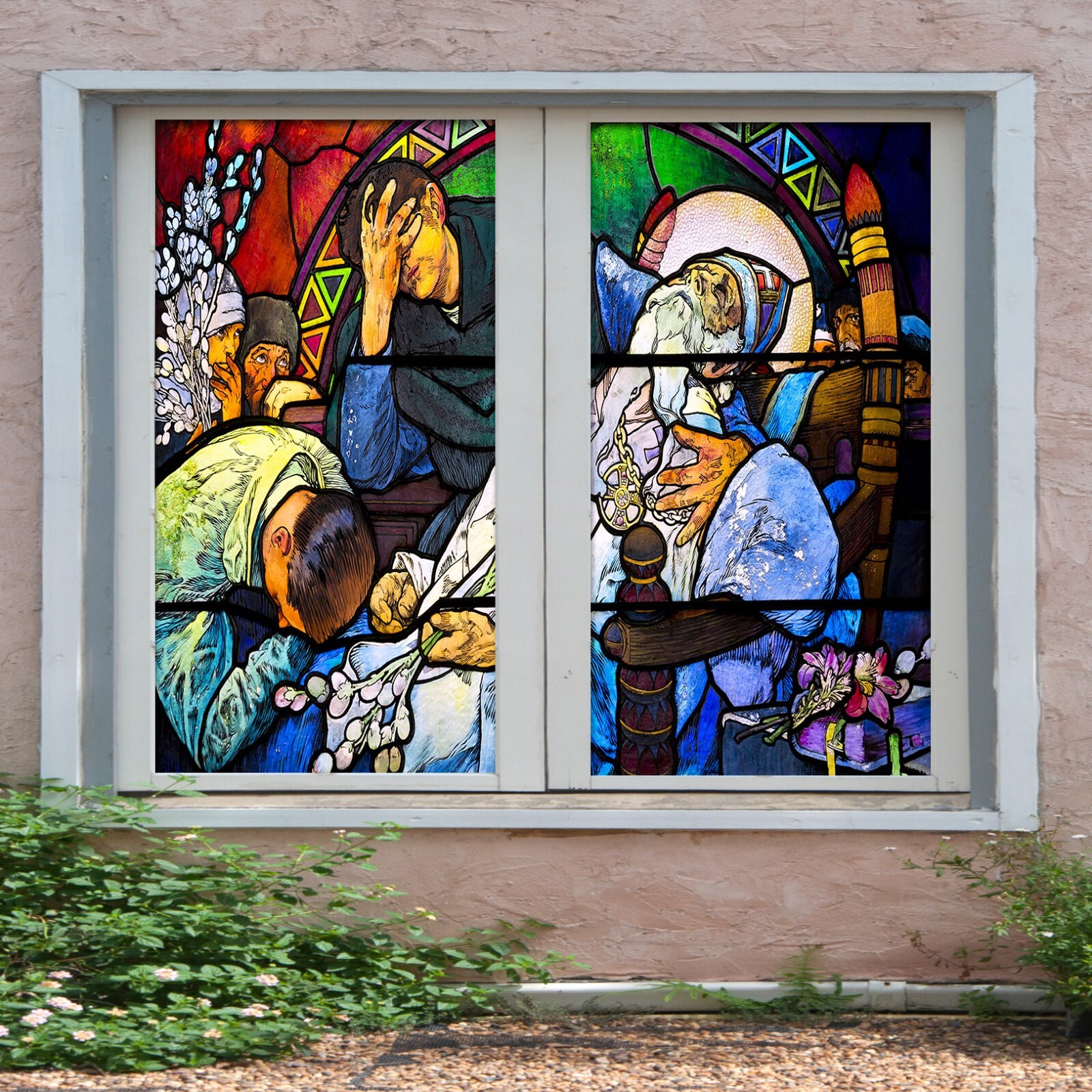 3D Elder A315 Window Film Print Sticker Cling Stained Glass UV Sinsin
