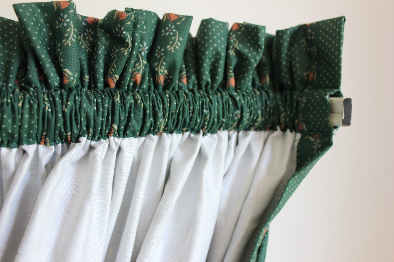 Vtg 1980s Custom Drapery Ensemble 198×67 Green Floral Vine Lined Curtain Panels