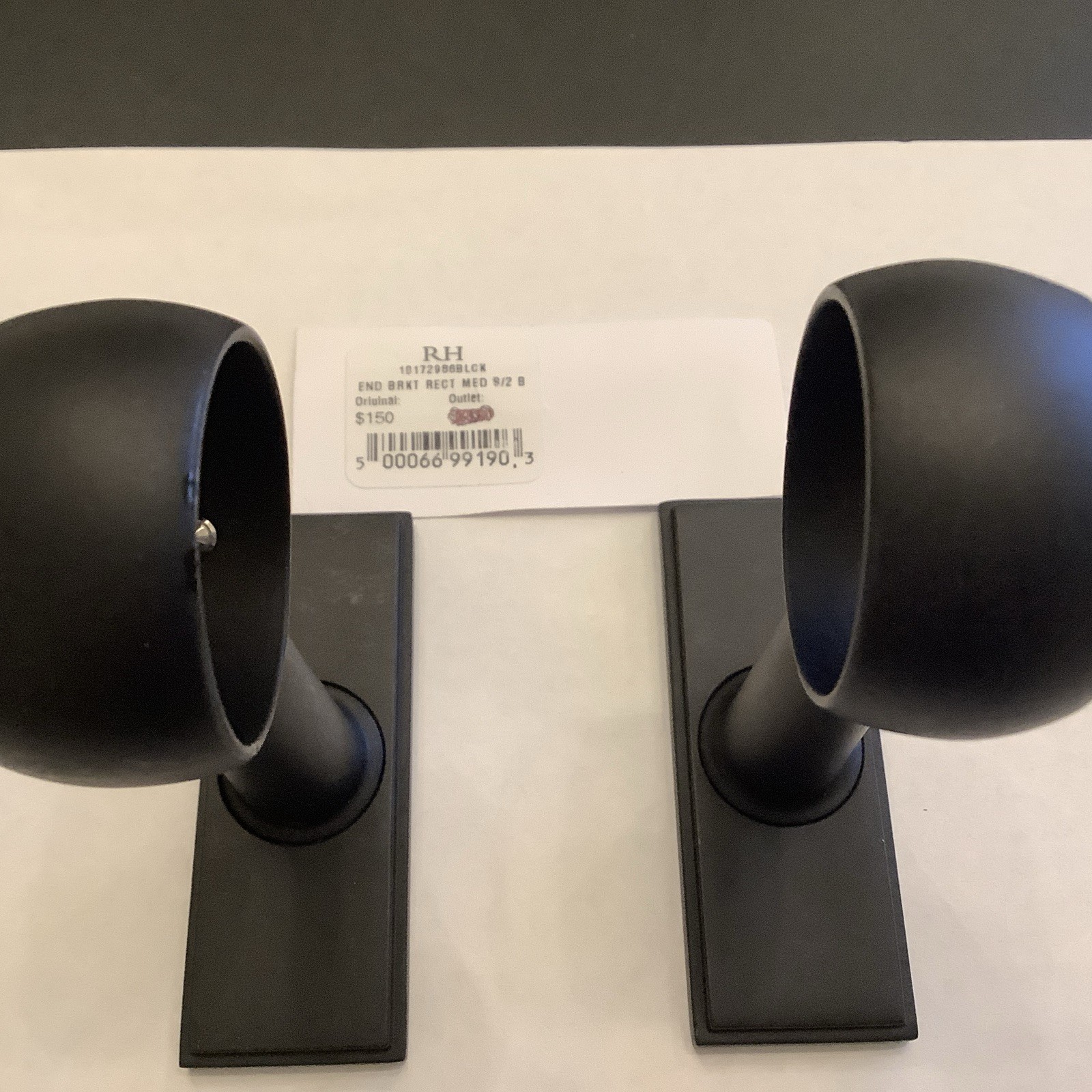 Restoration Hardware Easton End Bracket Rectangular Matte Black Medium- Pair