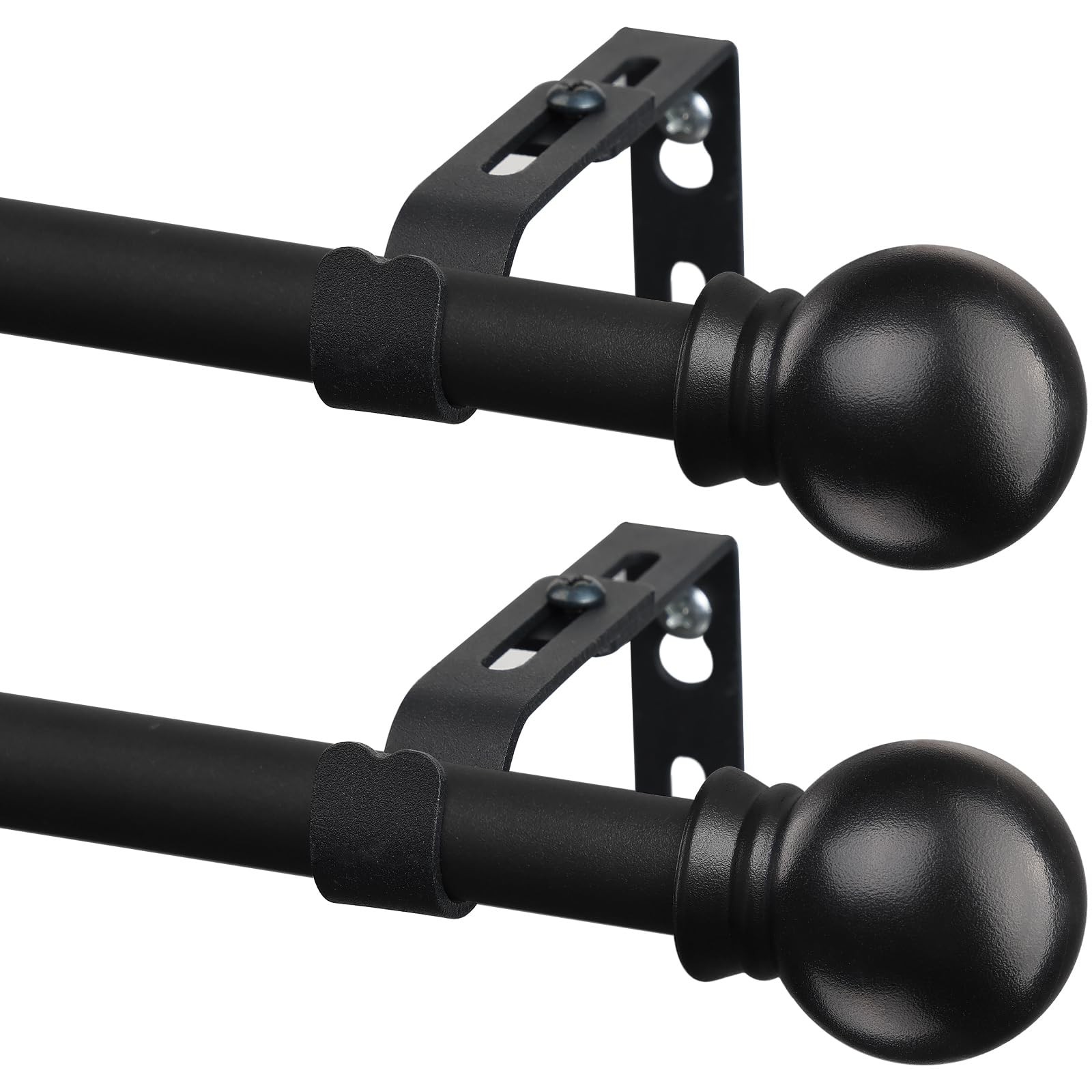 CALCHELE 2 Pack Black Curtain Rods for Windows 28 to 48 inch 5/8 inch Small C…