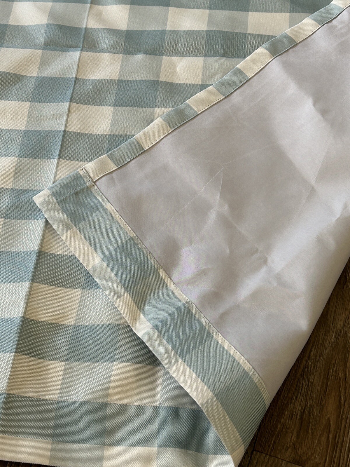 1 HLC.me Curtain Panel Grommets Blue White Checker Lined Heavy Duty 83″x52″