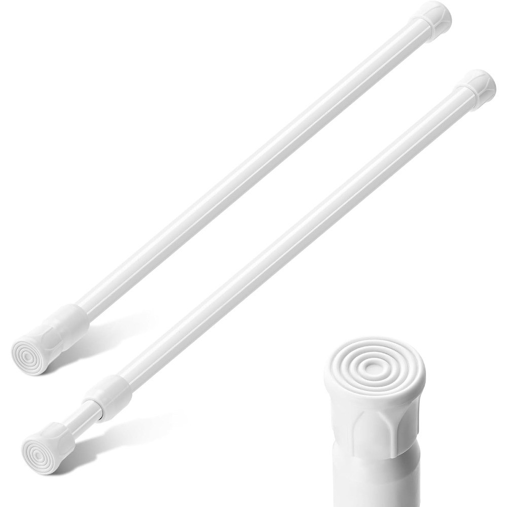 2 PCS Spring Tension Curtain Rods Telescoping Small Short Window Rod No