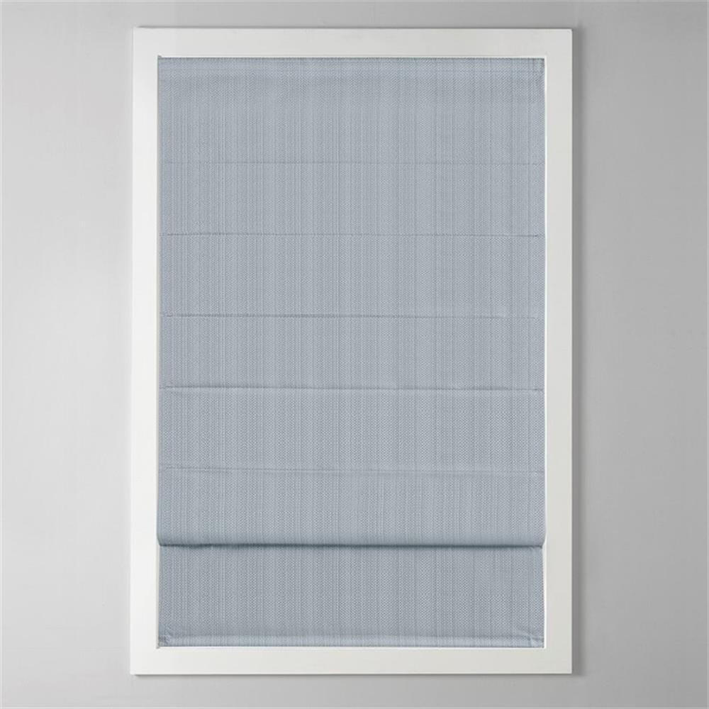 Pemberly Row Basketweave Room Darkening Cordless Roman Shade in Blue 33×64″