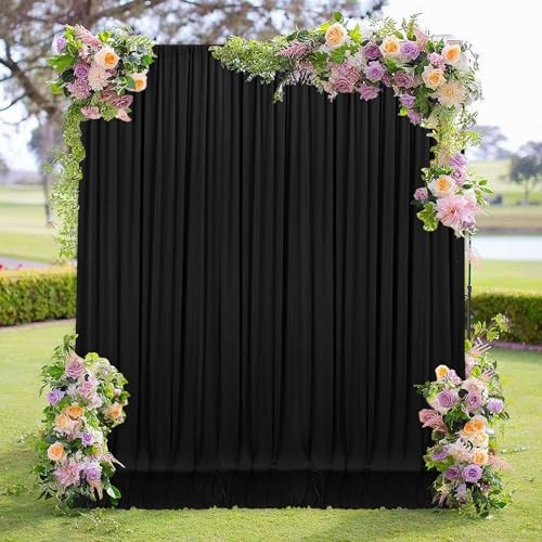 Backdrop Curtains for Parties – 10ft x 8ft Party 60″W x 96″L (Pack of 2) Black