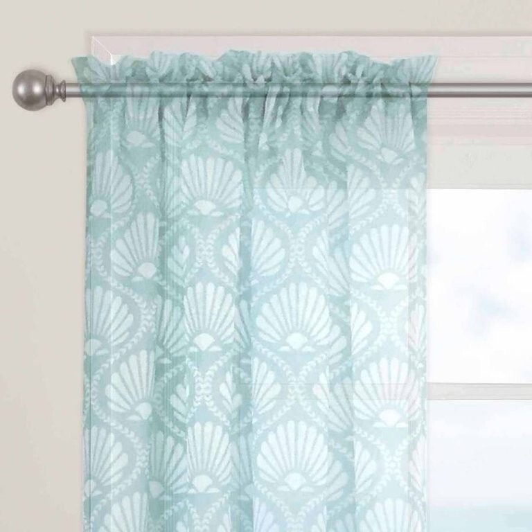 Better Homes & Gardens Aqua Venus Shells Sheer Single Curtain Panel 52” x 95”