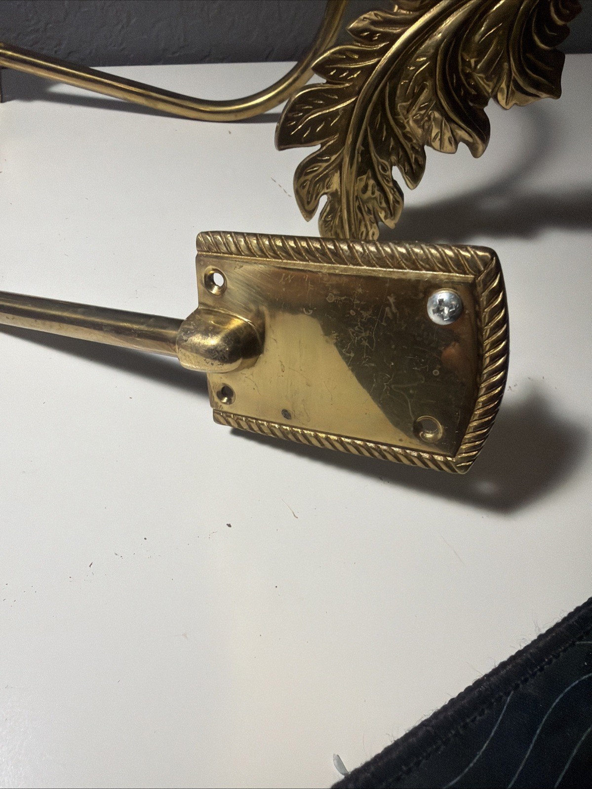 Pair of Vintage Brass Leaf Curtain Tiebacks~ French Art Deco Style