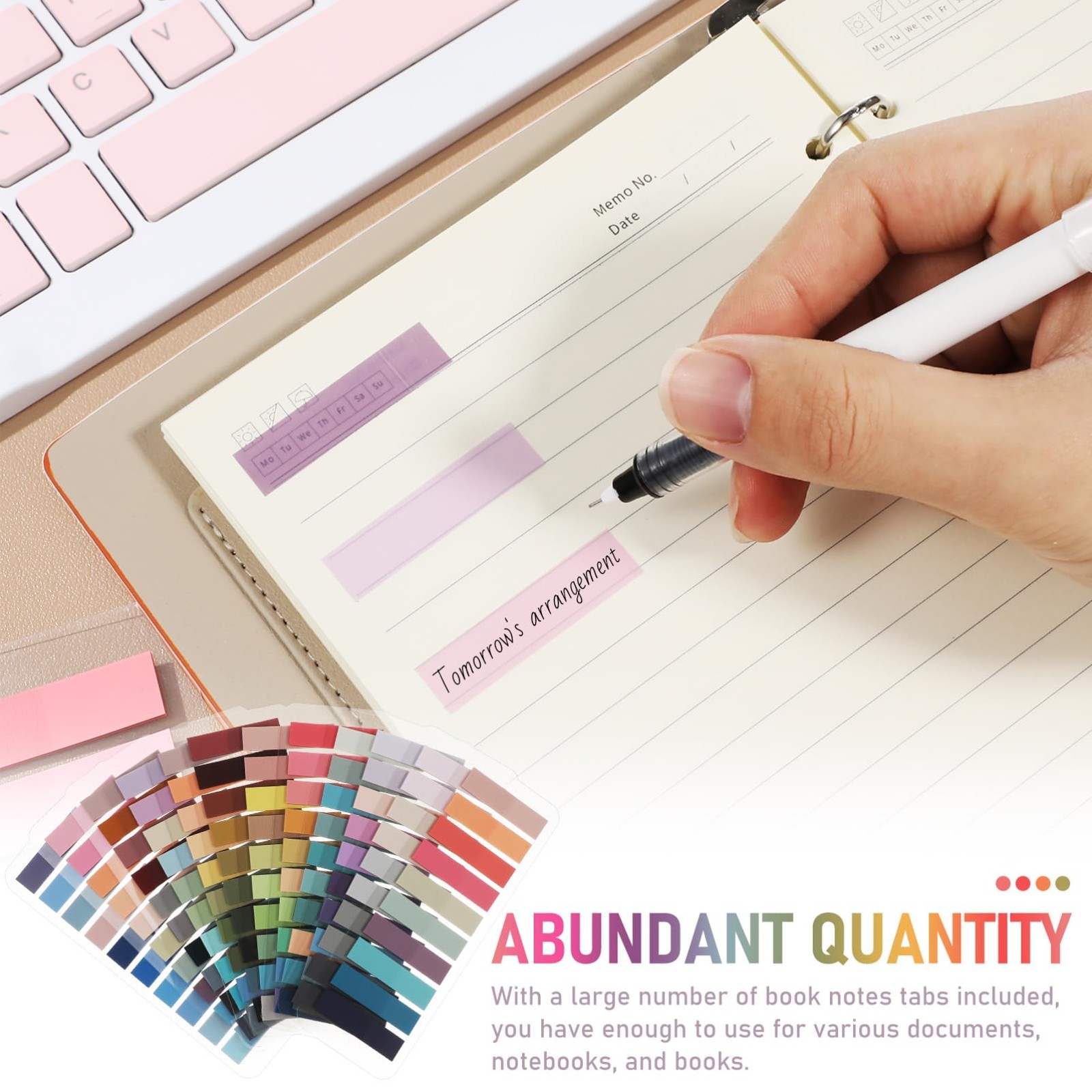 Lurrose 2400pcs Annotation Tabs: Transparent Page Markers 1.7″ x 0.4″, Multi