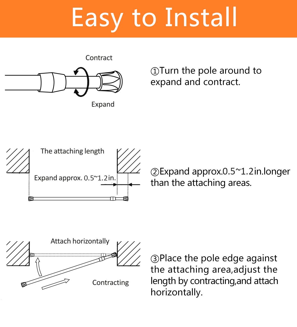 2 Pack Small Spring Tension Curtain Rod 12 to 20 Inch, Thin Tension Rod No Drill