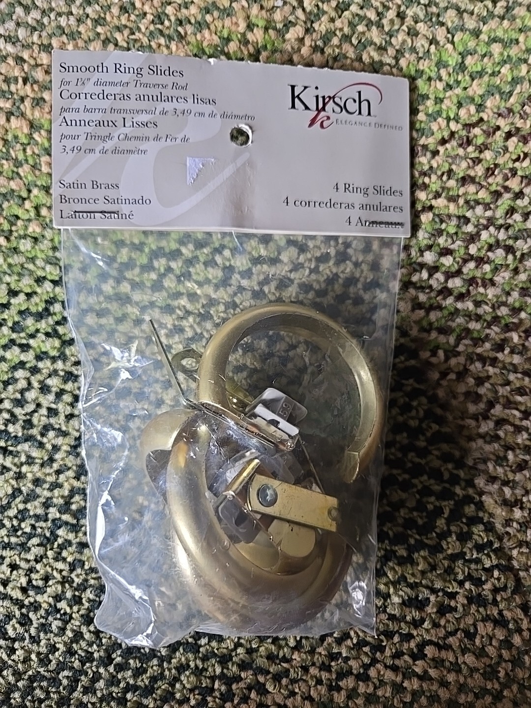 kirsch smooth ring slides satin Brass 1-3/8″ 51240B.110
