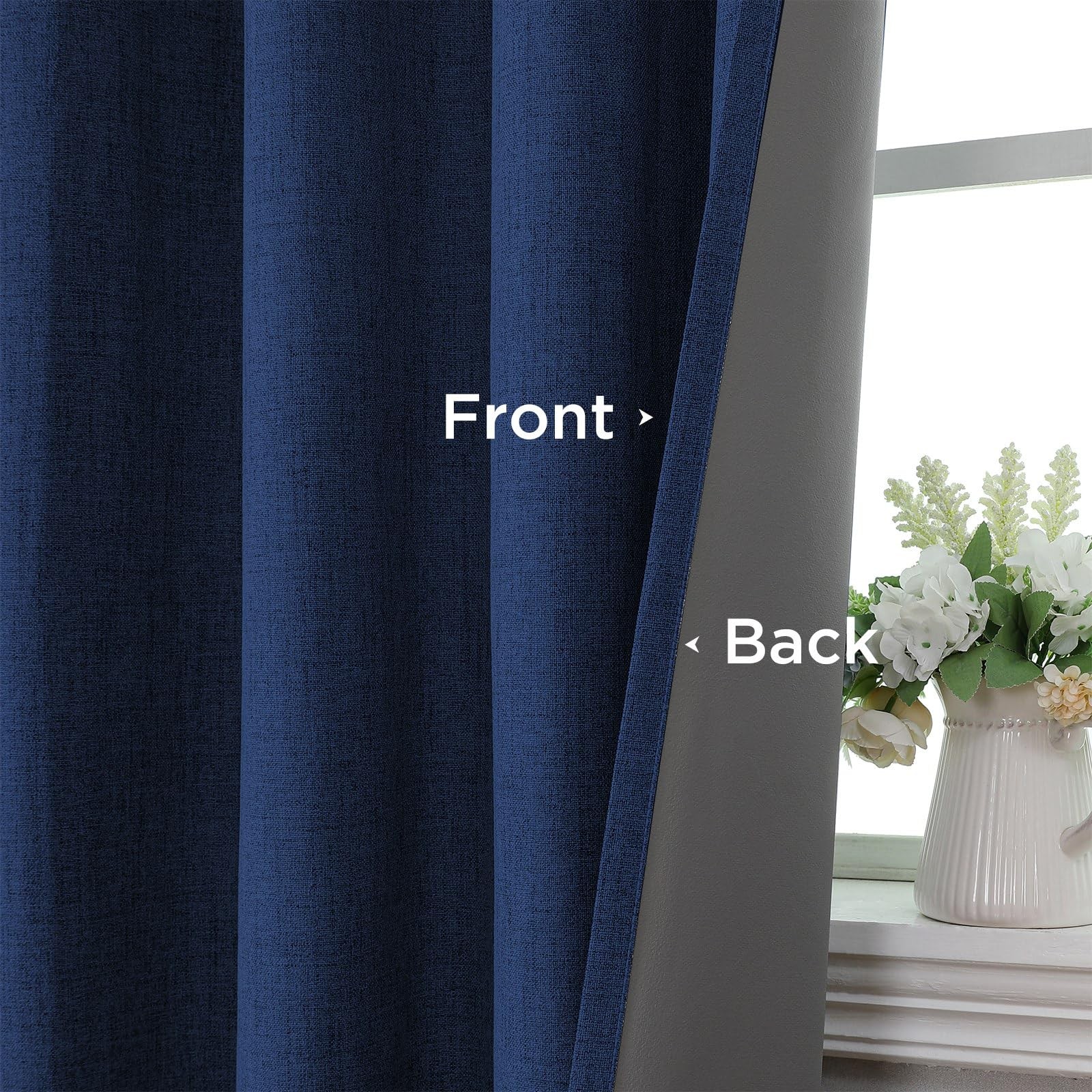 Cucraf 100 Blackout Curtains 96 Inches Length 2 Panels Set Room Darkening Linen