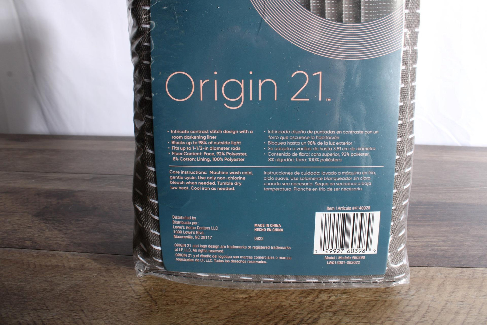 Origin 21 84-in Gray Room Darkening Standard Lined Back Tab Single Curtain Panel