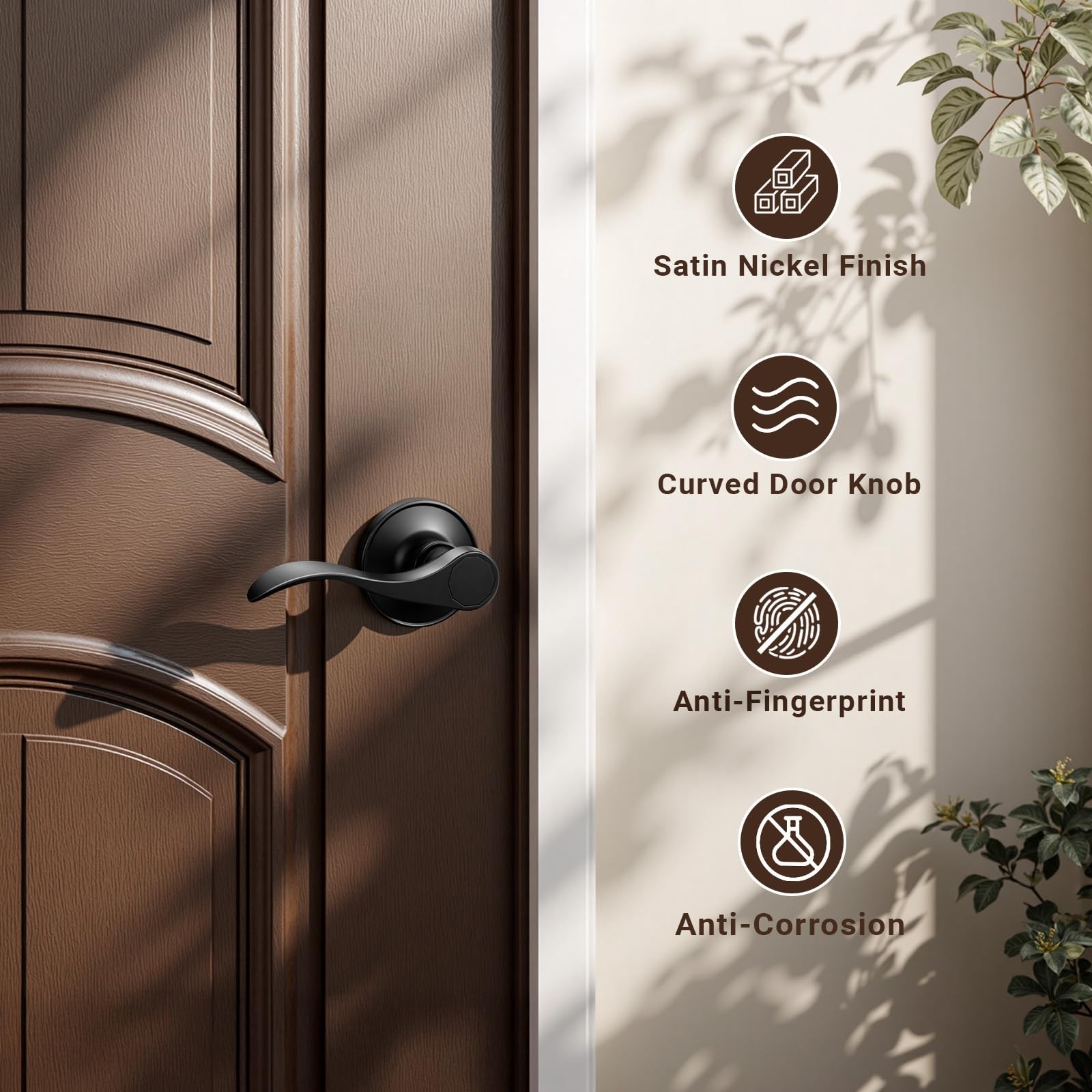 Knobonly 6 Pack Matte Black Pasage Door Levers Interior Door Handles For