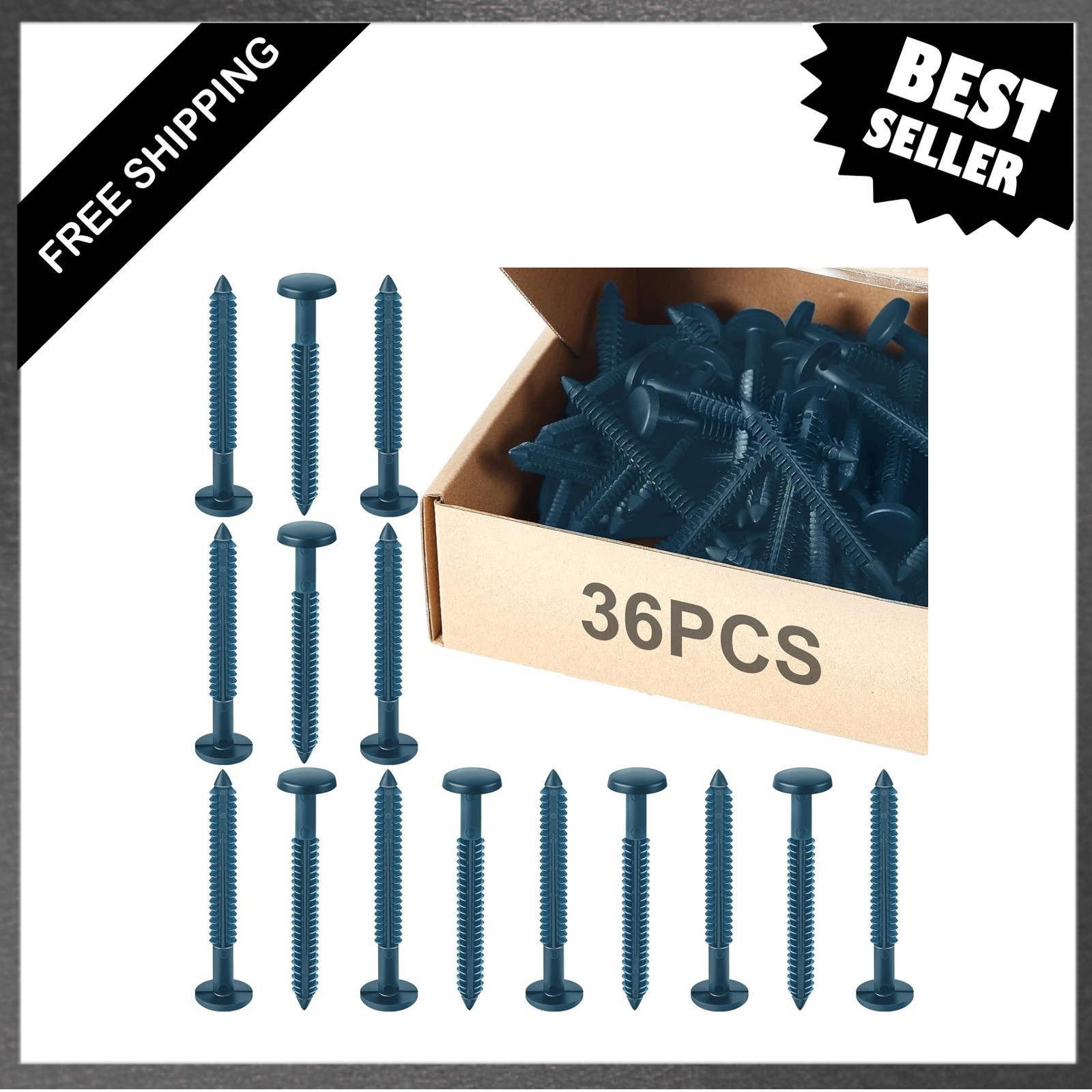 36 Pack Vinyl Shutter Fasteners, 3 Inch, Bedford Blue, Vinyl Siding Window Panel