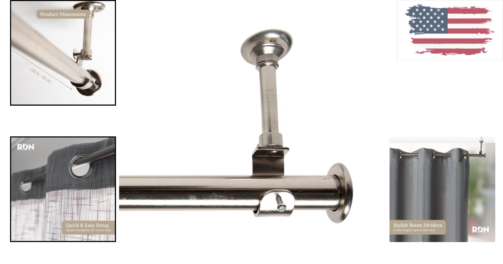 Versatile 36-56 Inch Ceiling Mounted Curtain Rod – Silver Alloy Steel Design