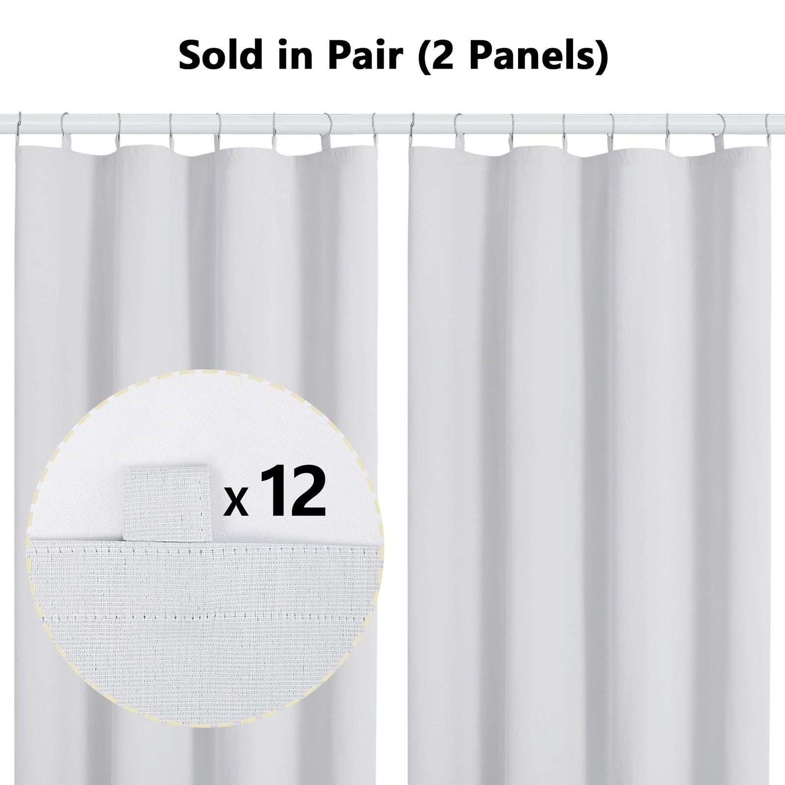 2 Panels 100% Blackout Curtain Liners for Behind Curtains, Darkening Thermal Ins