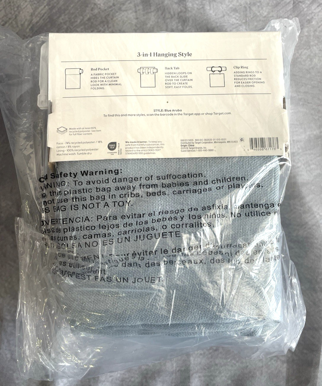 50”x84” Threshold Blackout Aruba Window Curtain Panel Traditional Style Blue