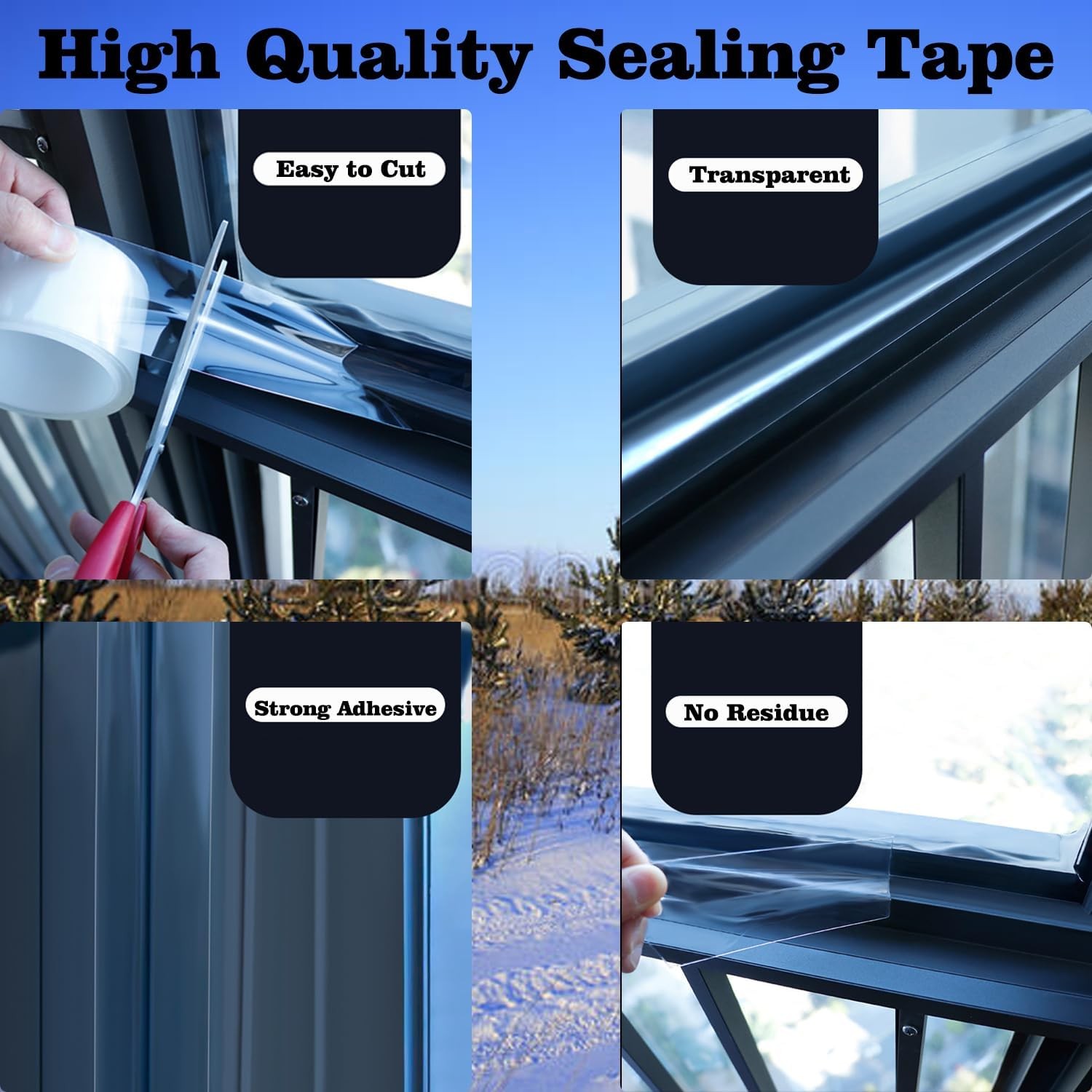 Cold Block Window Weather Sealing Tape 33FT Clear Insulation Caulk Doors Windows