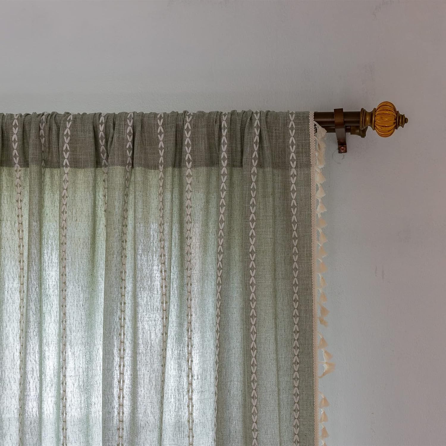RoomTalks Modern Farmhouse Textured Bedroom Living Room Curtains 96’’ x 52″ Sage