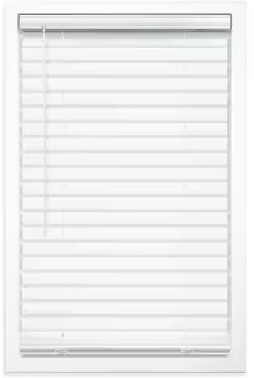 White Cordless Room Darkening Vinyl Blinds with 2 in. Slats – 23 in. W x 64 in.