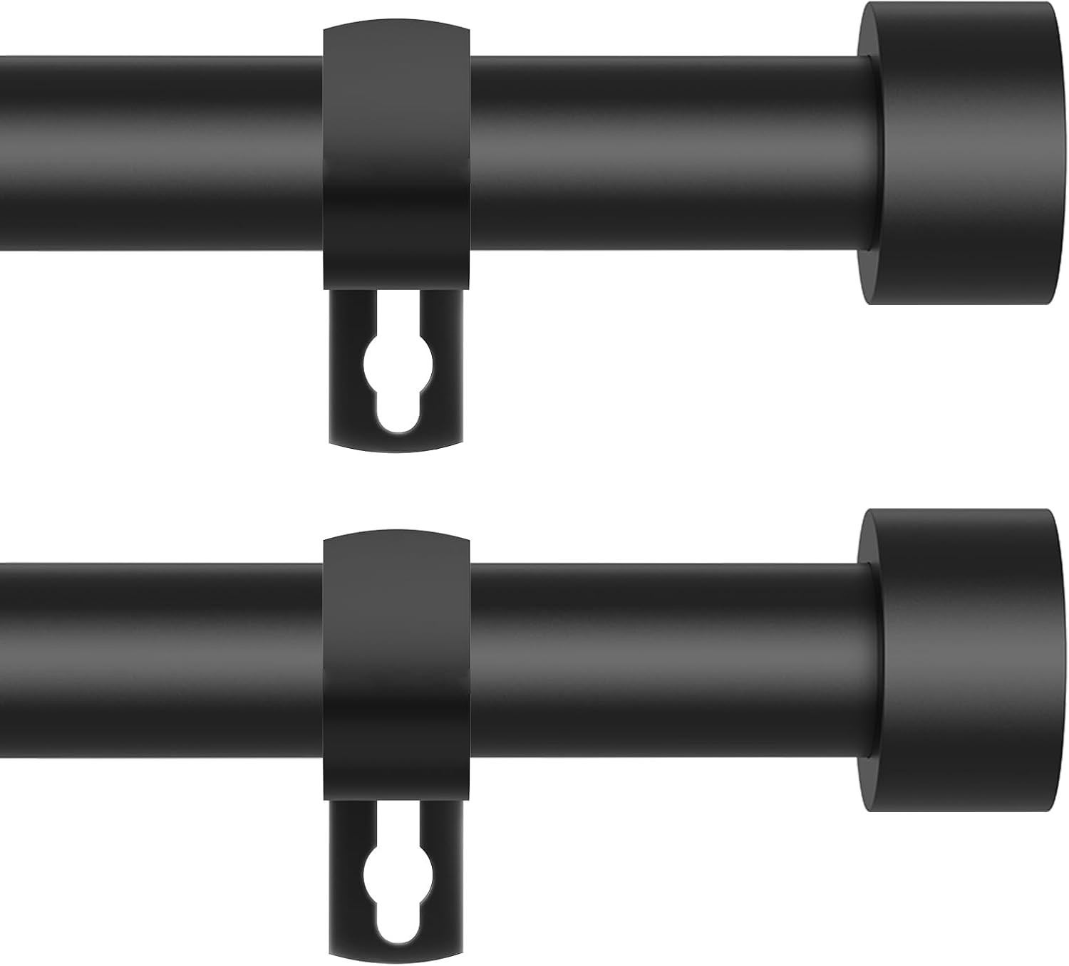 Black Curtain Rods for Windows 28 to 48 Inch,2 Pack 5/8 Inch Diameter Small Curt