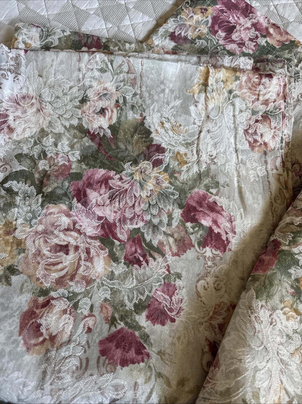 Vtg Croscill 2 Cotswold Curtains Set & 1 Valance Roses Floral Cottage Country