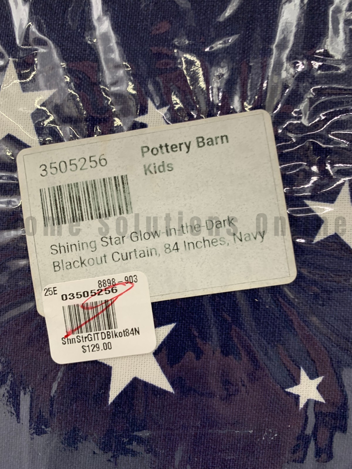 Pottery Barn Kids Shining Star Glow-in-Dark Blackout Curtain Navy 44 x 84″ #Q56D