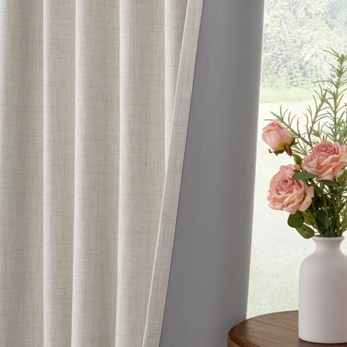 100% Blackout Curtains for Sliding Glass Doors, 102″W x 84″L (Pack of 1) Beige