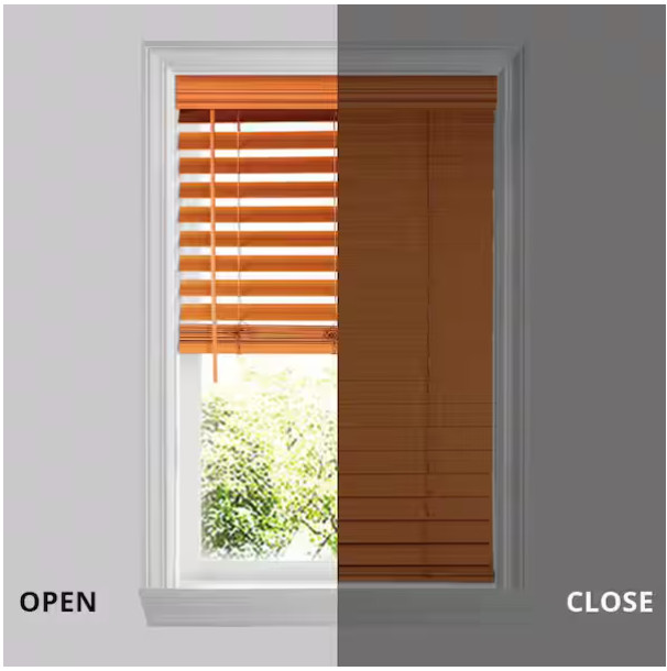 Chestnut Cordless Premium Faux Wood blinds with 2.5 in. Slats Size 26″W x 48L