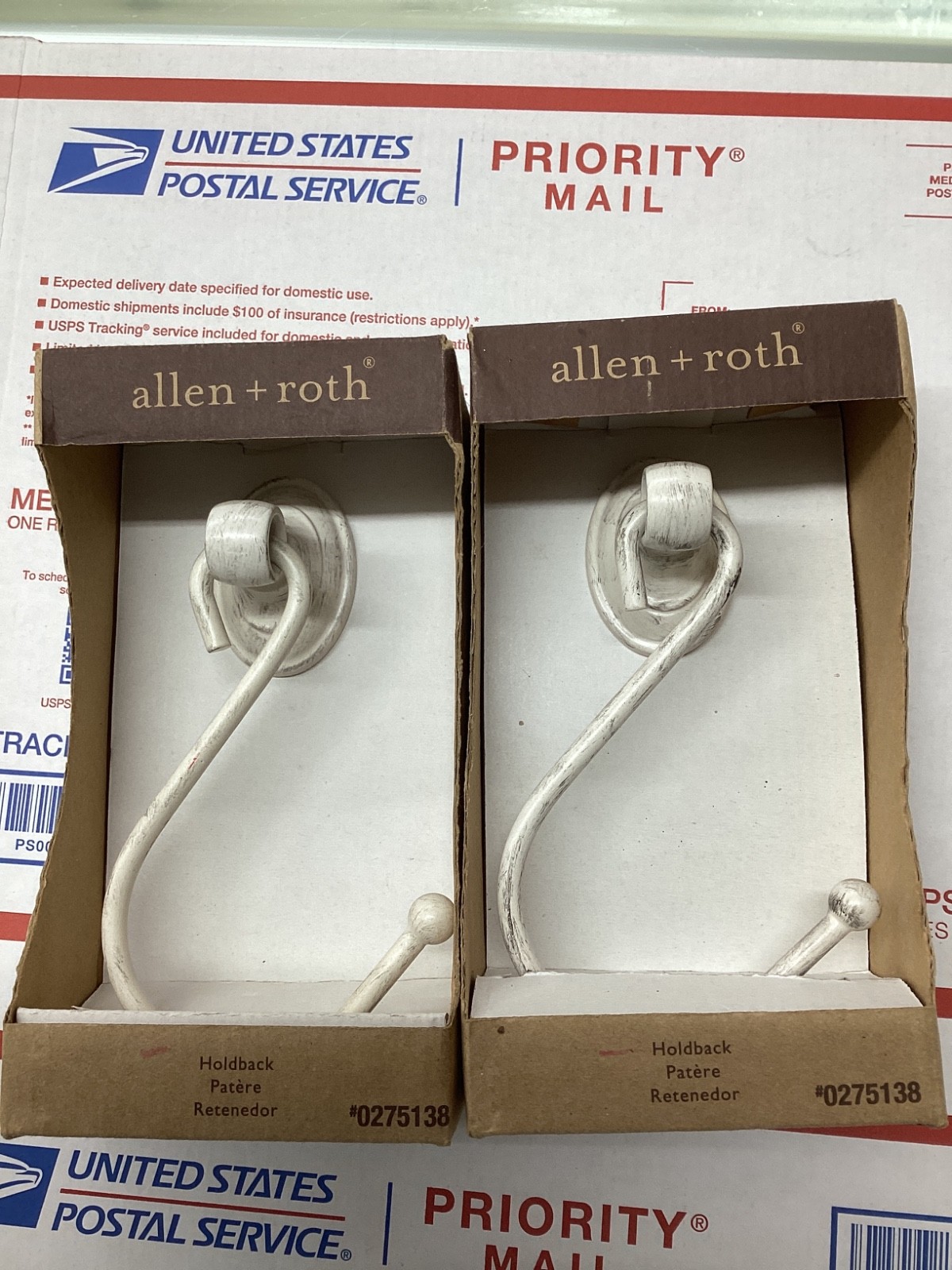 Allen + Roth Antique White Metal Curtain Holdbacks 2-Pack Wall Mount w/ Hardware