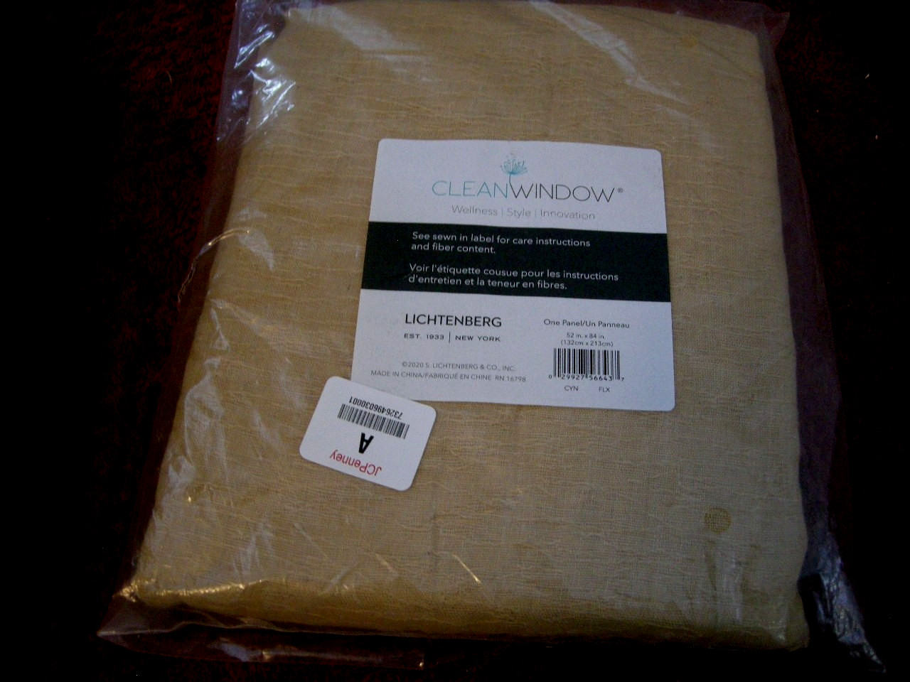 (1 Pair) Lichtenberg Clean Window 52″ x 84″ Curtain Panels FLAX YELLOW *NEW