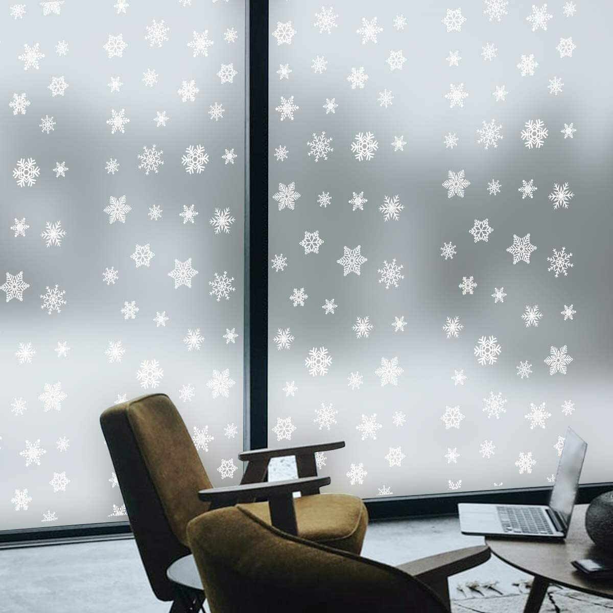 Window Film Snowflake Frosted Glass Film Self-Adhesive Opaque Privacy Protection