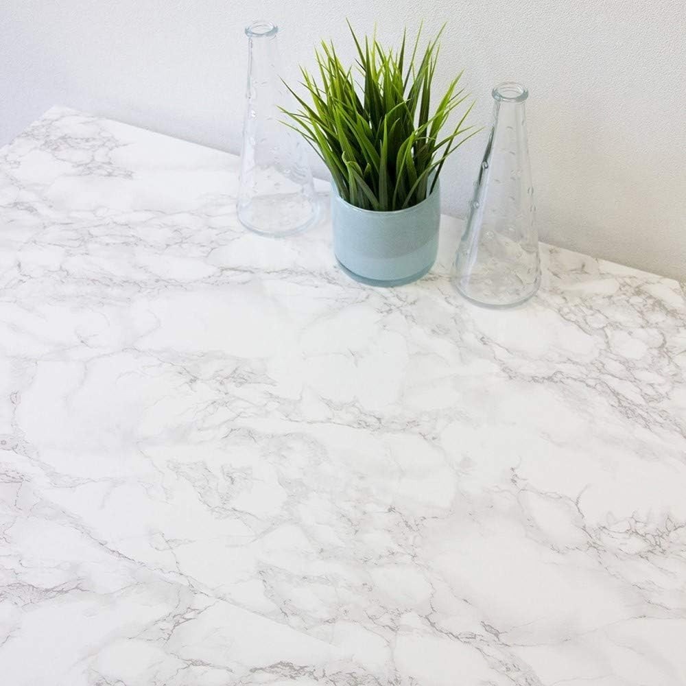 Transform Your Space: Grey Marble Peel-and-Stick Film, 2 Rolls 26″ x 78″