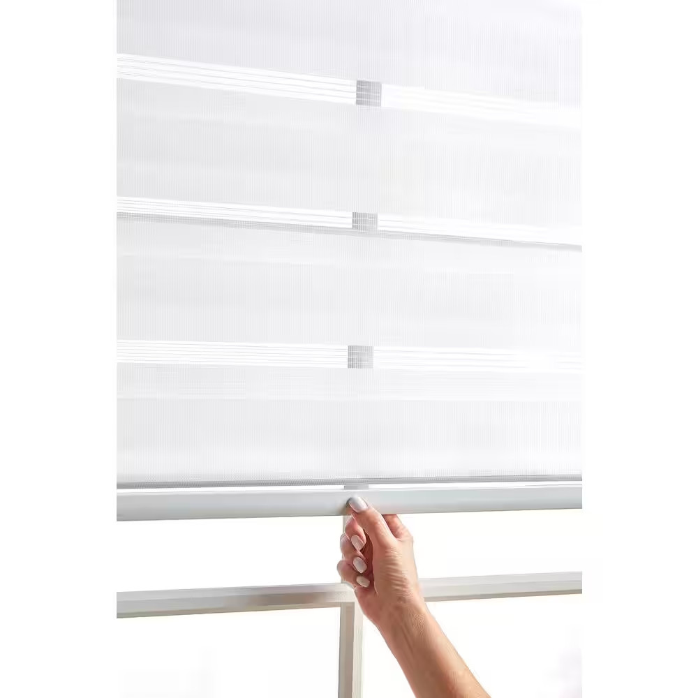 PERI HOME White Cordless Light Filtering Zebra Roller Shades 23 W x 64 L in.