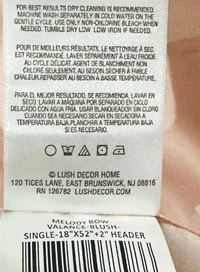 Lush Decor Melody Bow Blush Window Valance 18″ x 52″ Pink Sheer New in Bag