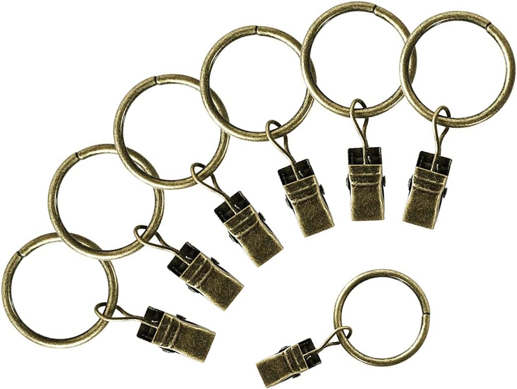 44 Pack Curtain Rings with Clips Hooks 1 Inch Rustproof Matte Metal Stainless