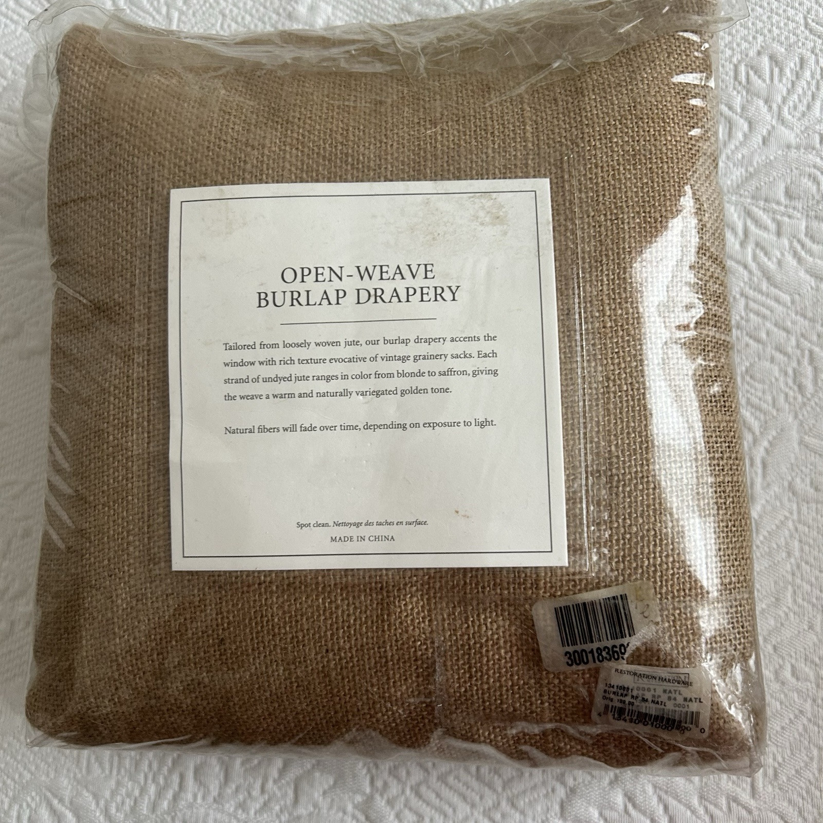 Restoration Hardware Drapery Open Weave Burlap Drapery 84″ x 50″