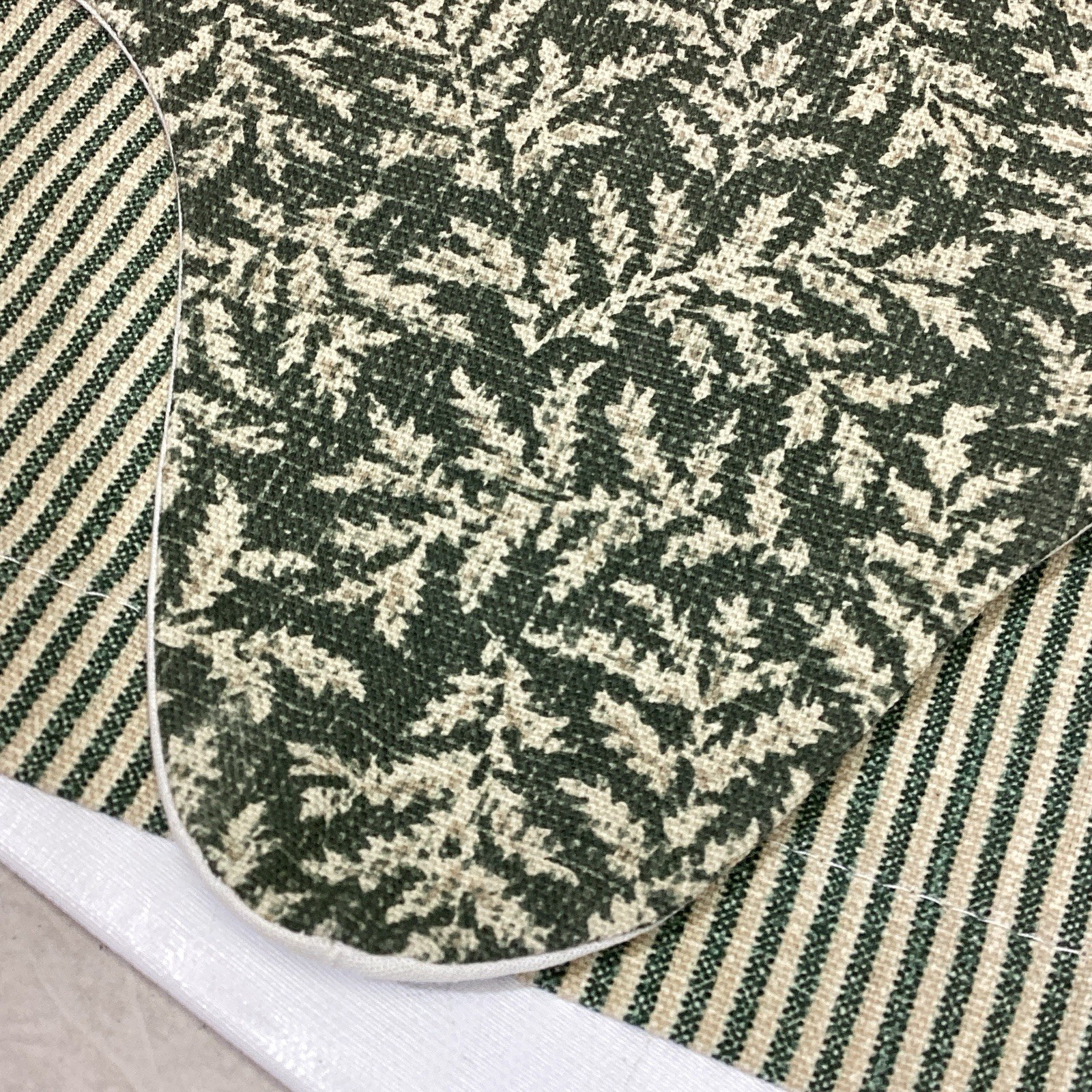 NEW Waverly Fernwood Green Tiered over Ticking Stripe Valance 54 x 13.5