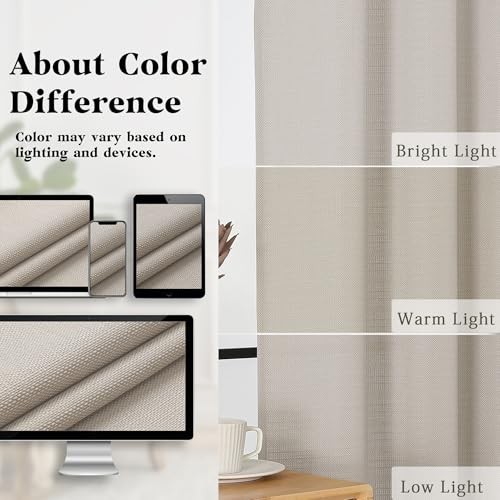 Curtains 30 Inch Length 2 Panels, Light 30″W x 30″L (Pack of 2) Moon Beige