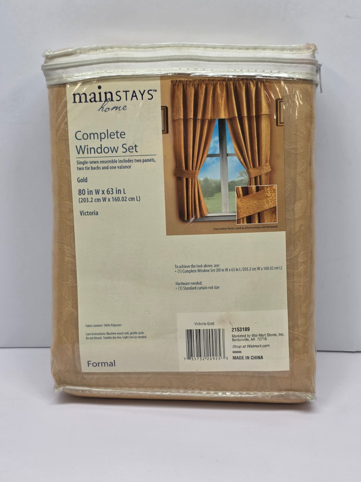 Mainstay Home Complete 5 Pc Window Set Elizabeth Gold 80”W X 63”L